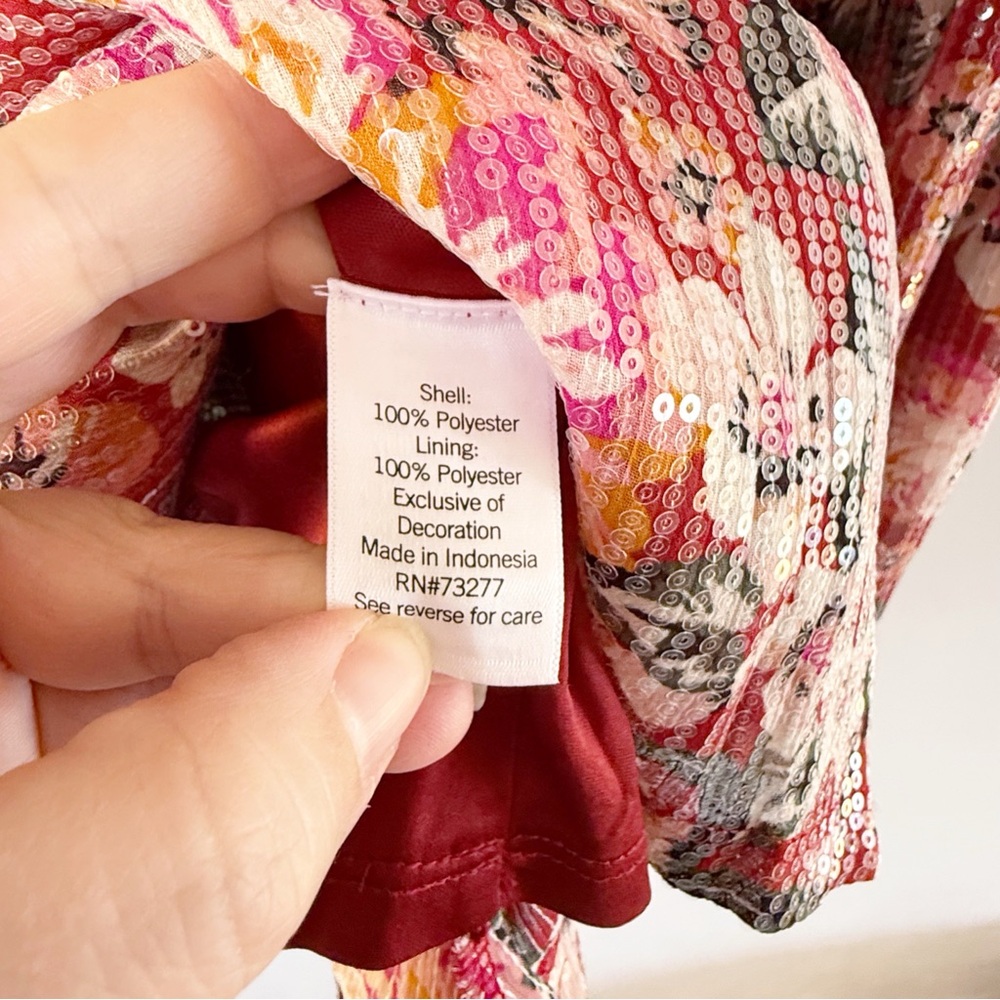 NWT Lauren‎ Conrad Women Sequin Floral Wrap Tie Top 3X Glam Feminine Romantic - Picture 5 of 7